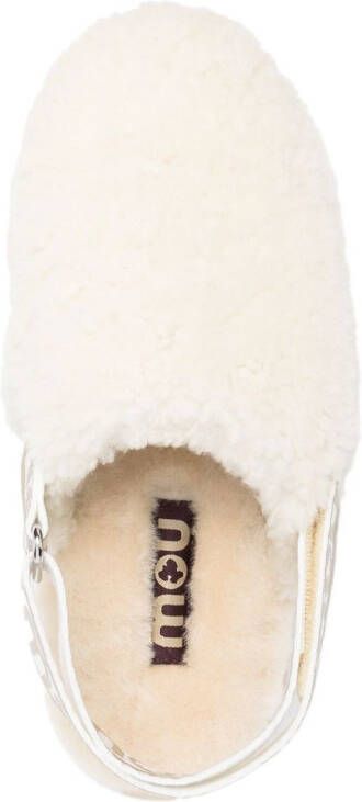 Mou shearling slingback-strap slippers Neutrals