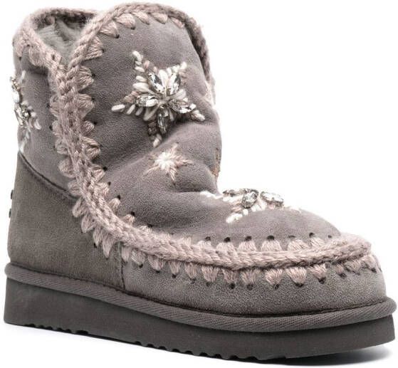 Mou star-embroidered moccasin boots Grey