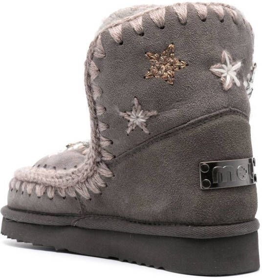 Mou star-embroidered moccasin boots Grey