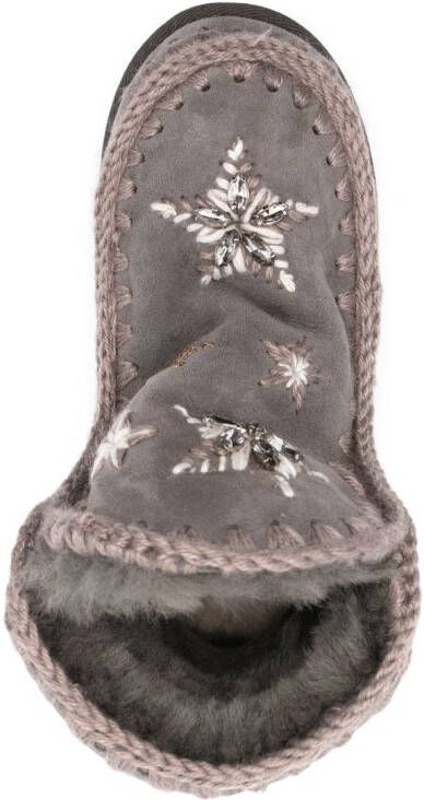 Mou star-embroidered moccasin boots Grey