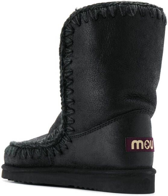 Mou stitch detail snow boots Black