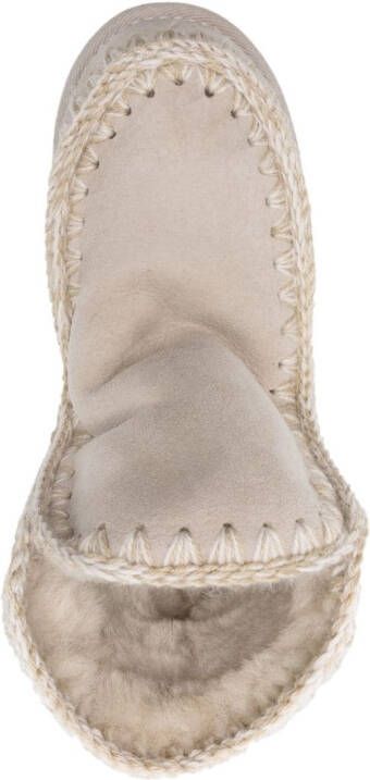 Mou whipstitch-detail sheepskin boots Neutrals