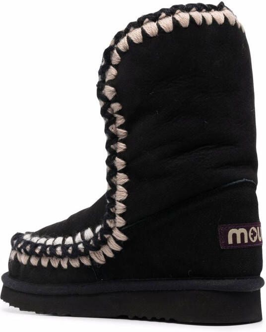 Mou whipstitch-detail suede Eskimo boots Black