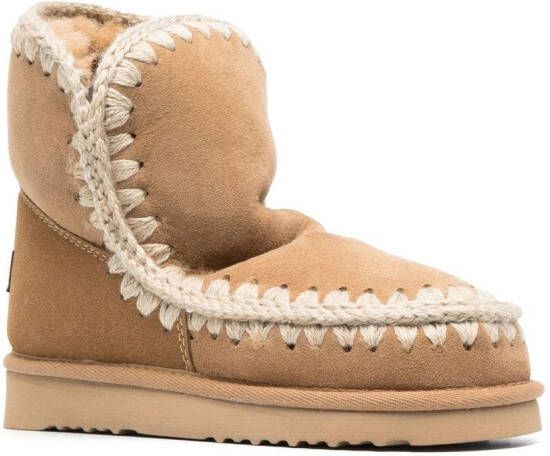 Mou whipstitch-trim ankle boots Neutrals