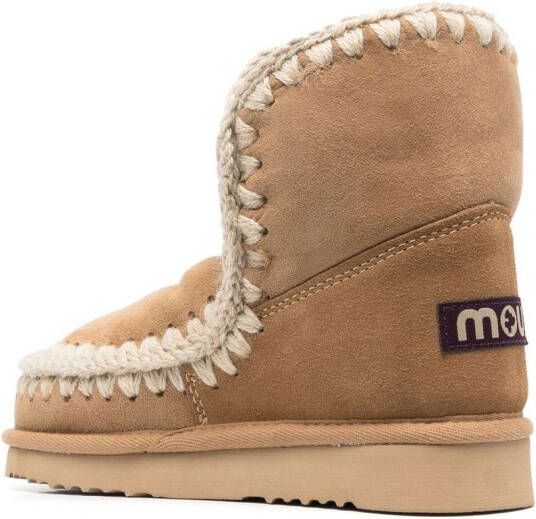 Mou whipstitch-trim ankle boots Neutrals