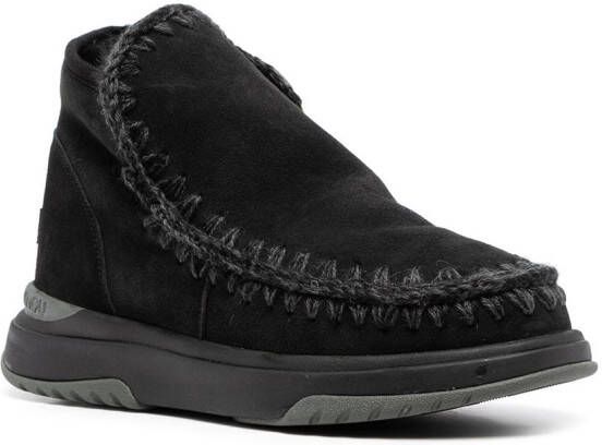 Mou whipstitch-trim boots Black