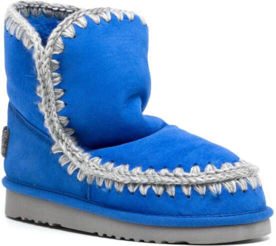 Mou whipstitch-trim detail boots Blue