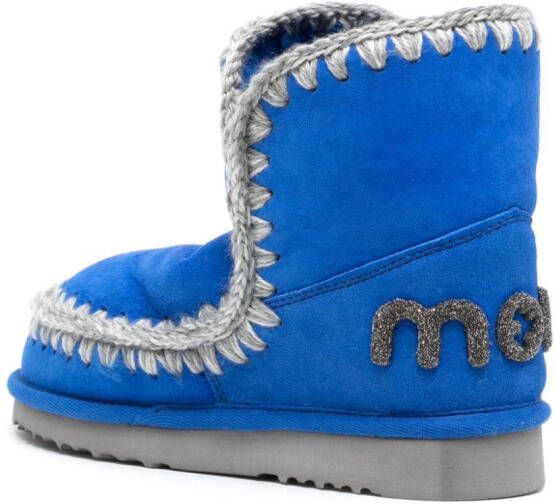 Mou whipstitch-trim detail boots Blue