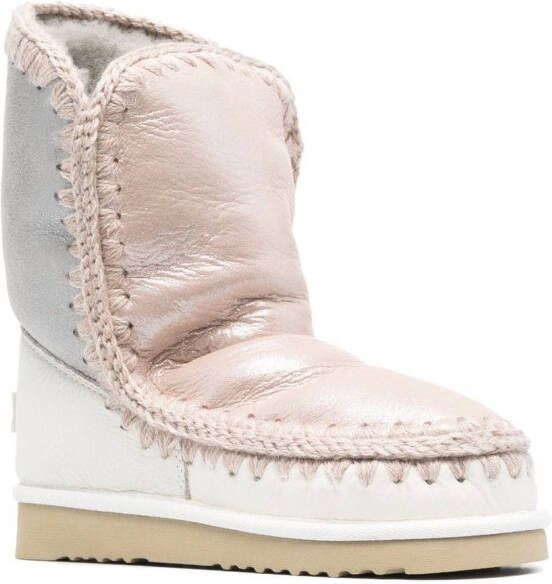 Mou whipstitch-trim detail boots Pink