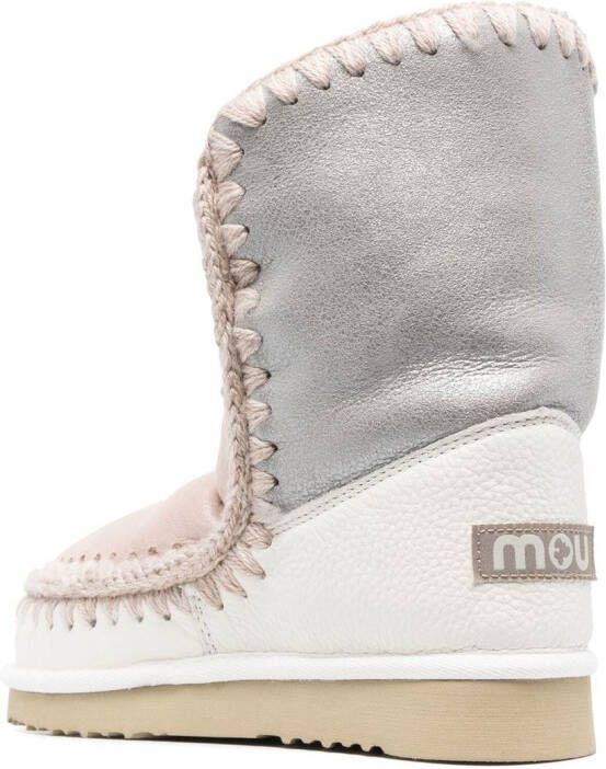 Mou whipstitch-trim detail boots Pink