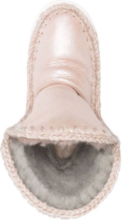 Mou whipstitch-trim detail boots Pink