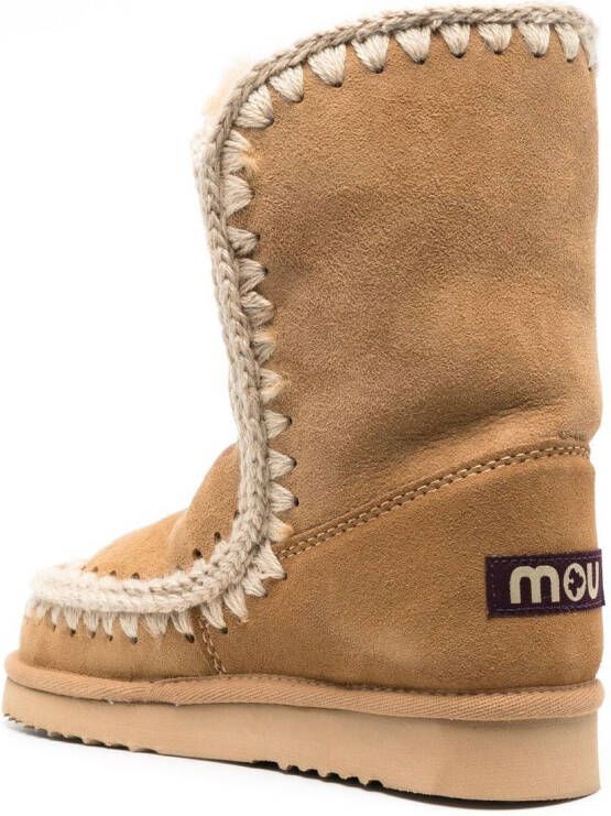 Mou whipstitch-trim shearling-lined boots Brown