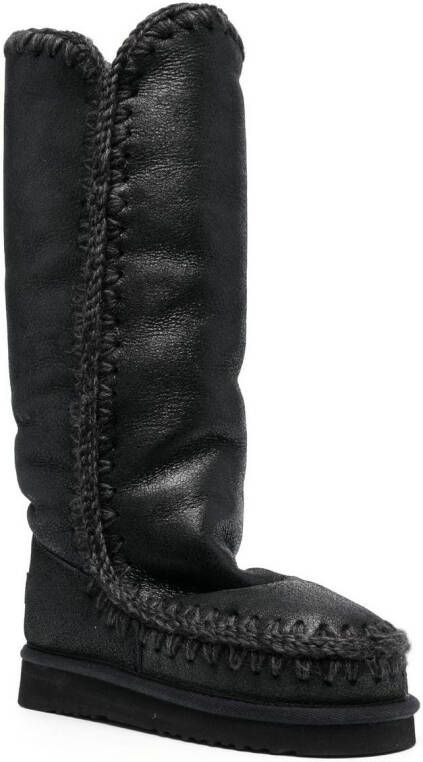 Mou whipstitch-trim shearling-lined boots Grey