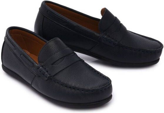 Moustache faux leather penny loafers Blue