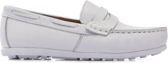 Moustache faux leather penny loafers White