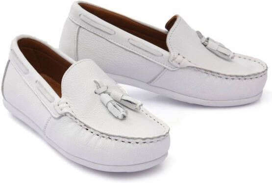 Moustache faux leather tassel loafers White