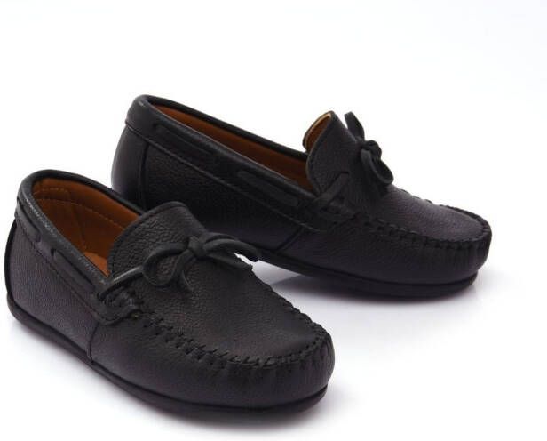 Moustache leather moccasin loafers Black