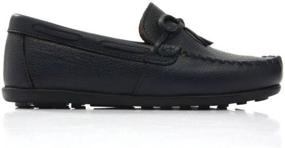 Moustache leather moccasin loafers Blue