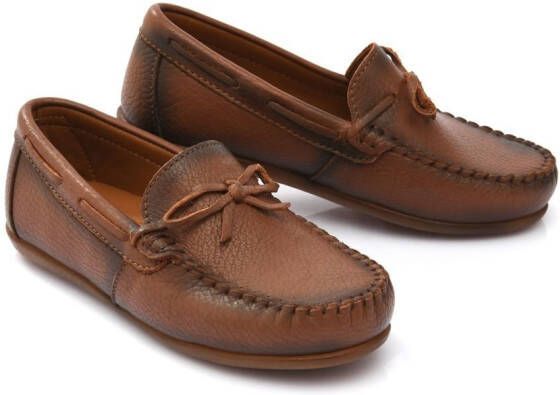 Moustache leather moccasin loafers Brown
