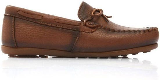 Moustache leather moccasin loafers Brown