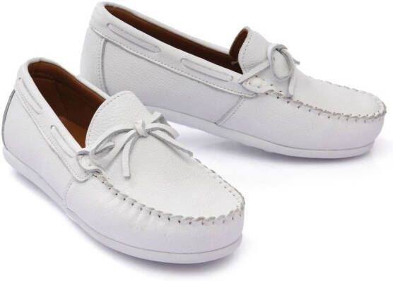 Moustache leather moccasin loafers White