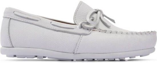 Moustache leather moccasin loafers White