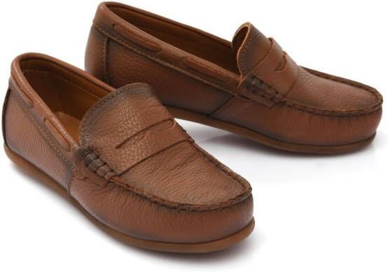 Moustache leather penny loafers Brown