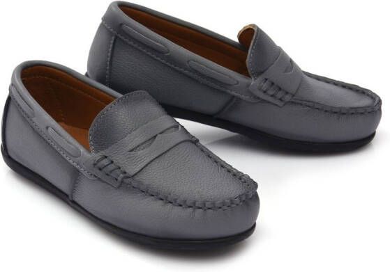 Moustache leather penny loafers Grey