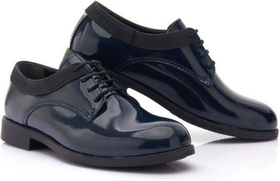 Moustache patent lace-up oxford shoes Blue