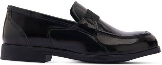 Moustache patent leather loafers Black