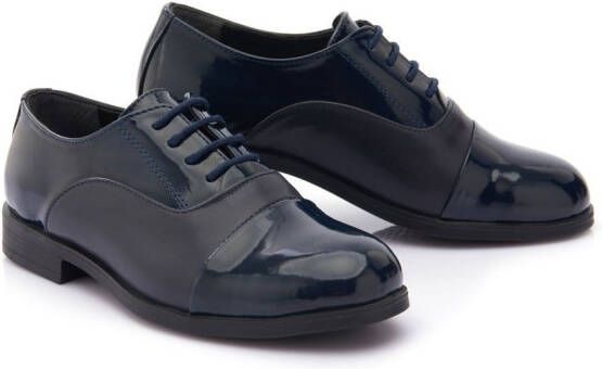 Moustache patent-leather oxford shoes Blue