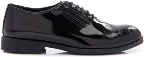 Moustache perforated-detail patent oxford shoes Black
