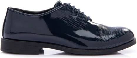 Moustache perforated-detail patent oxford shoes Blue