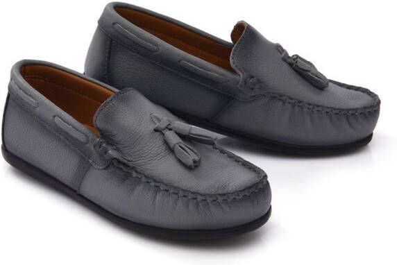 Moustache tassel-front faux leather loafers Grey