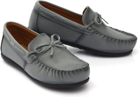 Moustache tie-fastened slip-on loafers Grey