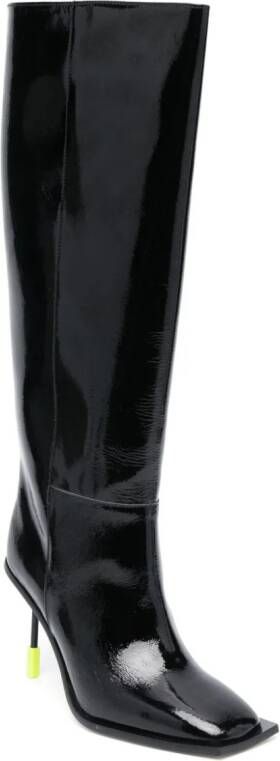 MSGM 110mm patent leather boots Black