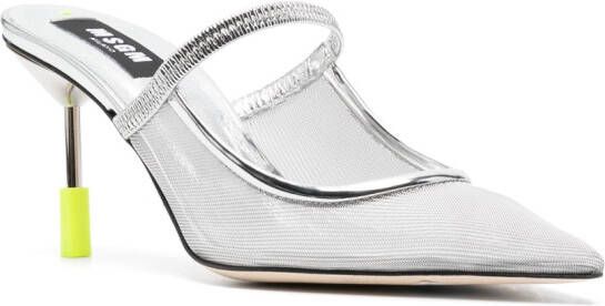 MSGM 90mm mesh-detail mules Silver