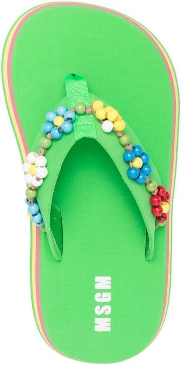 MSGM bead-embellished flip flops Green