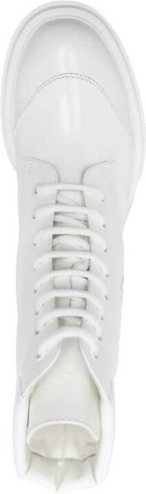 MSGM chunky-sole leather laced boots White