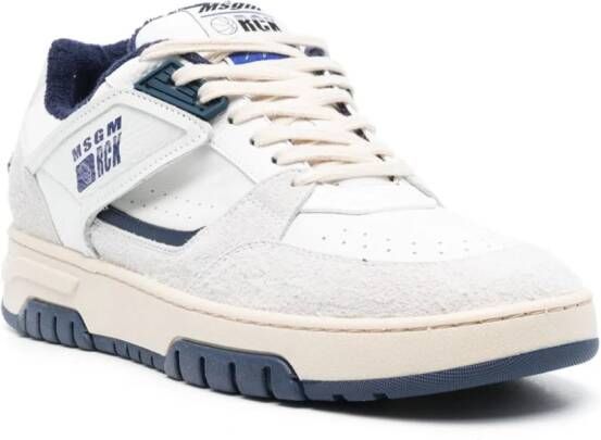 MSGM colour-block panelled leather sneakers White