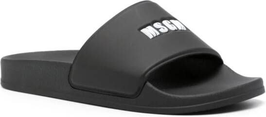 MSGM embossed-logo slides Black