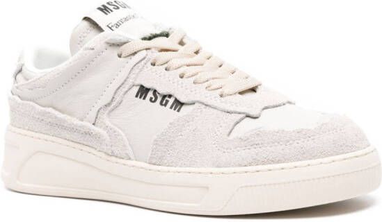 MSGM FG-1 panelled leather sneakers Neutrals