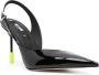 MSGM heel-appliqué 95mm leather slingback pumps Black - Thumbnail 2