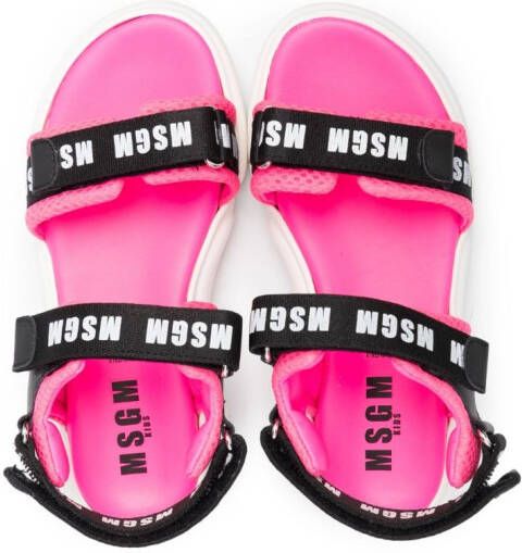 MSGM Kids chunky logo-print sandals Black