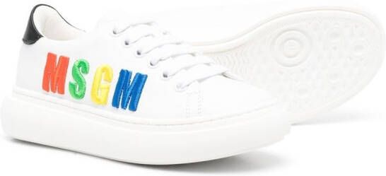 MSGM Kids embroidered-logo detail sneakers White