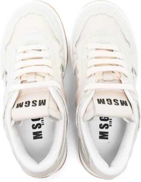 MSGM Kids lace-up leather sneakers Neutrals