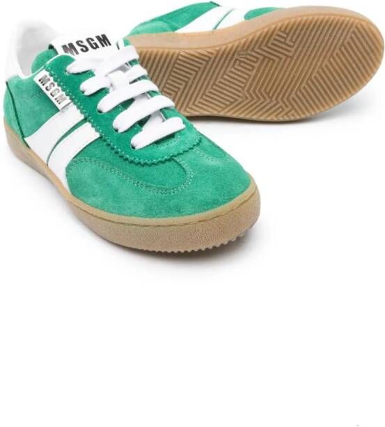 MSGM Kids lace-up suede sneakers Green