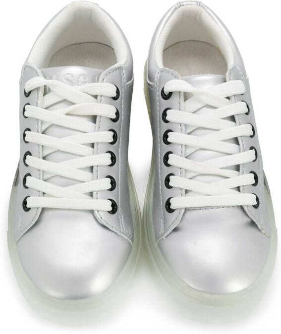 MSGM Kids logo lace-up trainers Silver