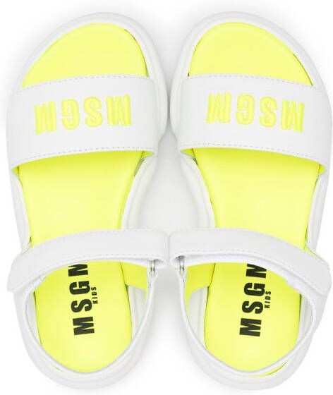 MSGM Kids logo leather touch-strap sandals Yellow