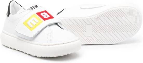 MSGM Kids logo-patch leather sneakers White